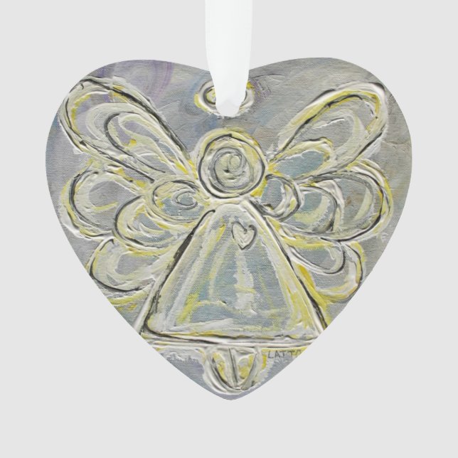 Ornamento de Feriados de Anjo do Guardião Branco (Frente)