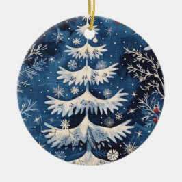 Ornamento de Férias de Árvore de Natal Branco Azul