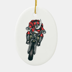 Ornamento de Férias de Motocicleta em Santa Claus