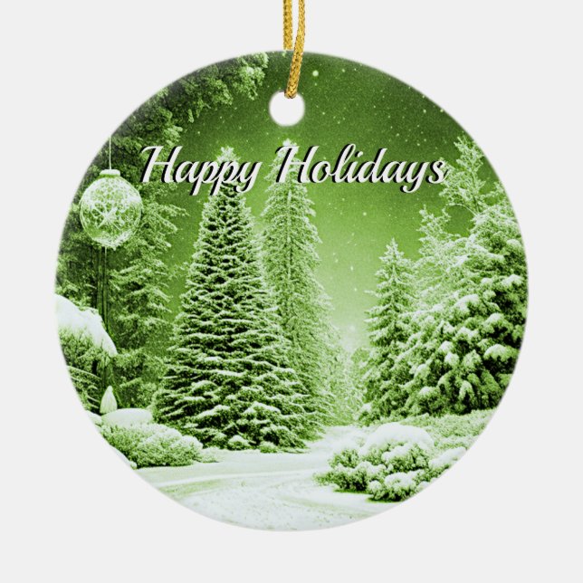 Ornamento de Férias de Natal das Árvores Verdes (Frente)