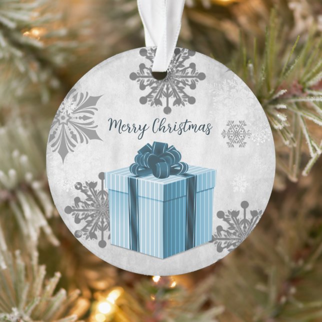 Ornamento de Férias de Presente de Natal Azul (Árvore)