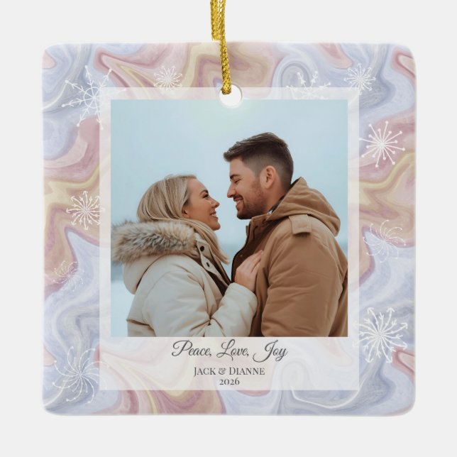 Ornamento de Férias Quadrado de Boho Moderno (Frente)