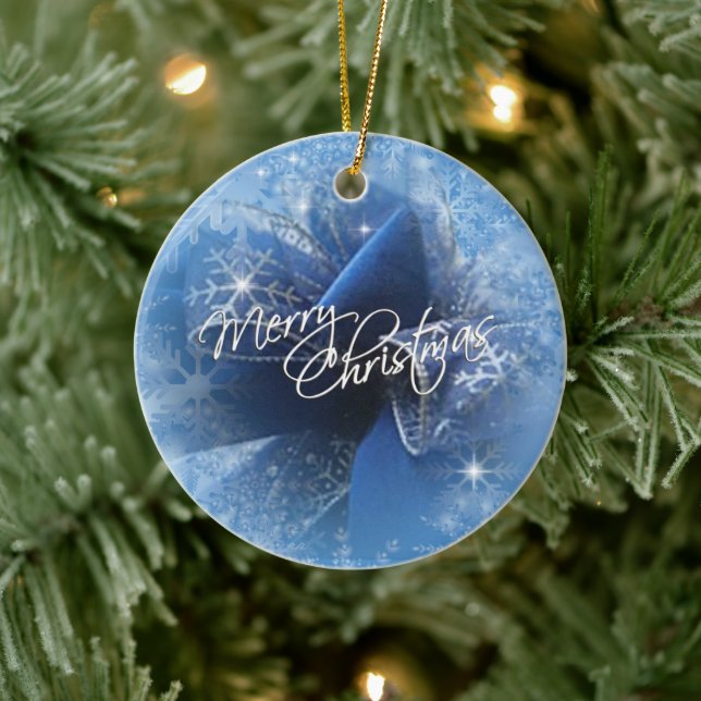 Ornamento de Fita Azul de Natal (Árvore)
