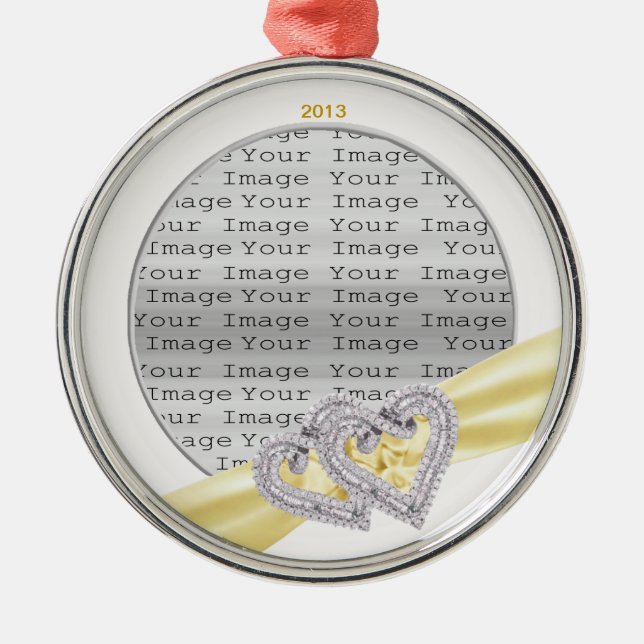 Ornamento de Fita de Limão de Corações Personaliza (Frente)