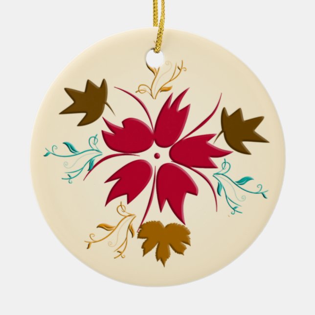 Ornamento de Flor de Natal Vermelho (Frente)