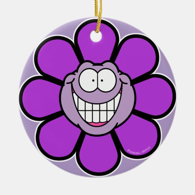 Ornamento de Flor Roxo Grande Grinning (Frente)