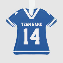 Ornamento de Foto Azul de Jersey de Futebol Person