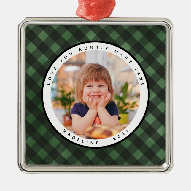 Ornamento de Foto de Tia Metálica no País Rustic H (Frente)