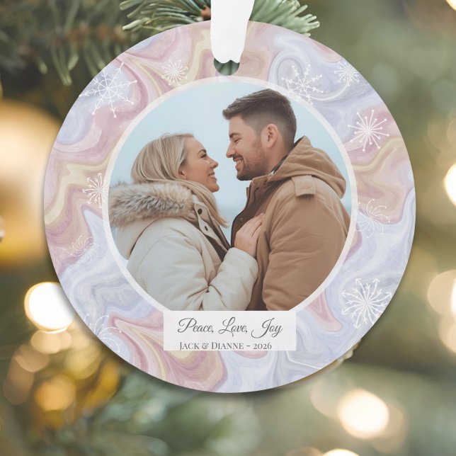 Ornamento de Foto Personalizado Moderno Boho (Modern Boho Round Acrylic Keepsake Ornament)