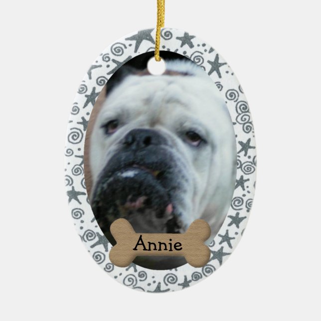 Ornamento de Fotografias de Cachorro Personalizado (Frente)