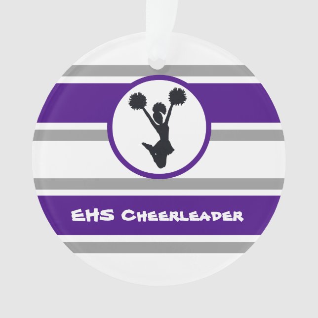 Ornamento de Fotografias de Cheerleader Roxo e Cin (Frente)