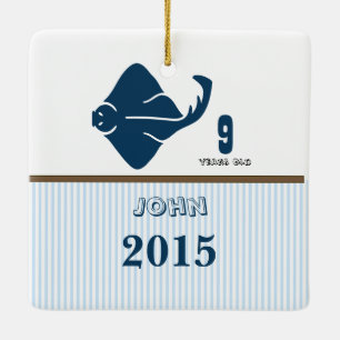 Ornamento de Fotografias de Stripes de Ray Azul e 