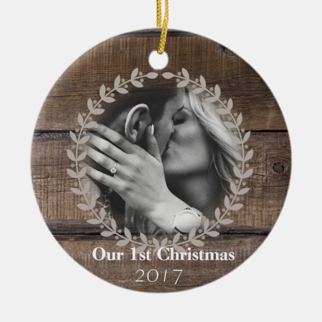 Ornamento de Fotografias Personalizadas Rustic Fir (Frente)