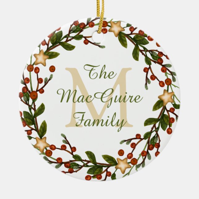 Ornamento de Fotografias Verruga de Natal Monogram (Frente)