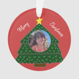 Ornamento de Fotos da Árvore de Natal Vermelha