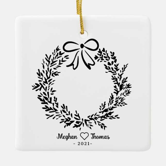 Ornamento de Fotos de Amor, Casado Elegante (Frente)