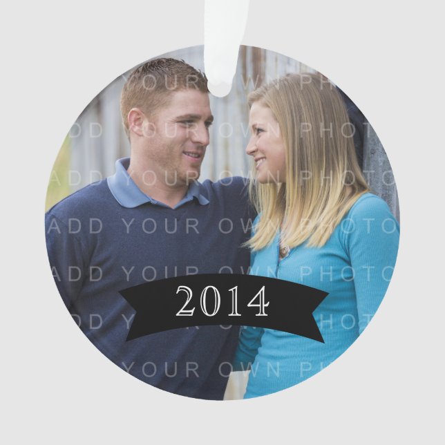 Ornamento de Fotos de Feriado de Banner Simples Eb (Frente)