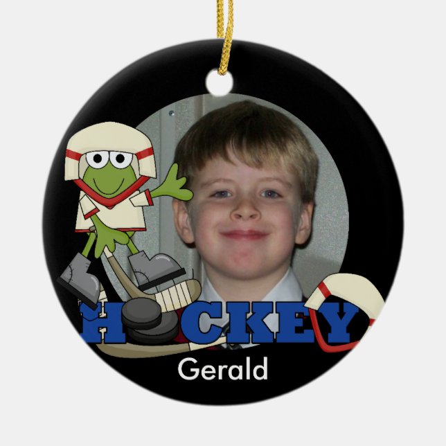 Ornamento de Fotos de Hockey com sapo (Frente)