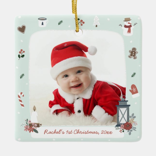 Ornamento de Fotos de Natal da Nórdica Village (Frente)