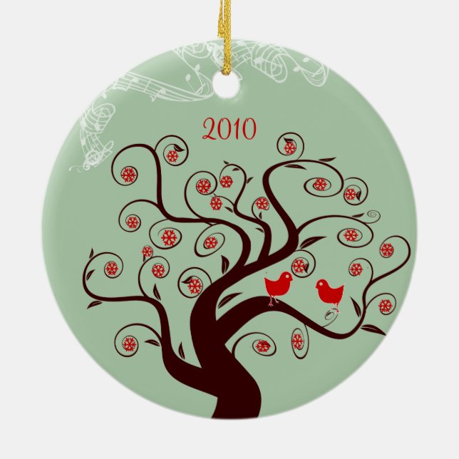 Ornamento de Fotos de Natal em Árvore Vermelha (Traseira)