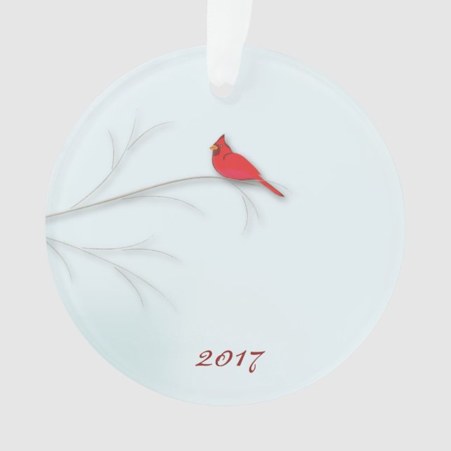 Ornamento de Fotos Editável do Cardeal Vermelho (Frente)