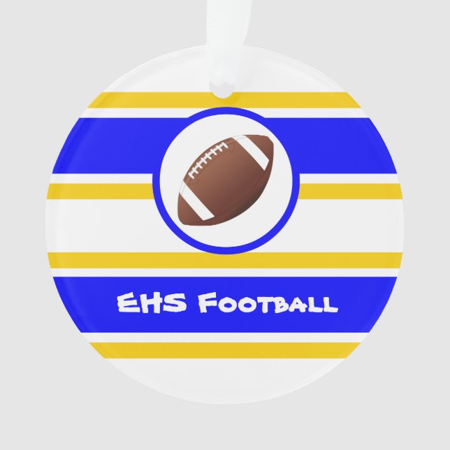 Ornamento de Futebol Personalizado Azul e Dourado (Frente)