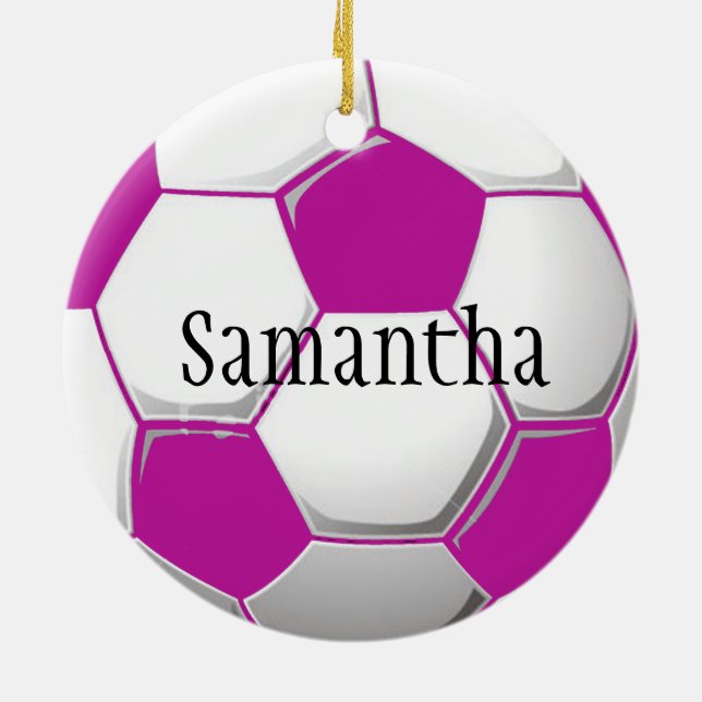 Ornamento de Futebol Rosa Personalizado (Traseira)