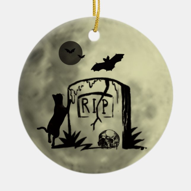 Ornamento de Gato Preto Repleto (Frente)