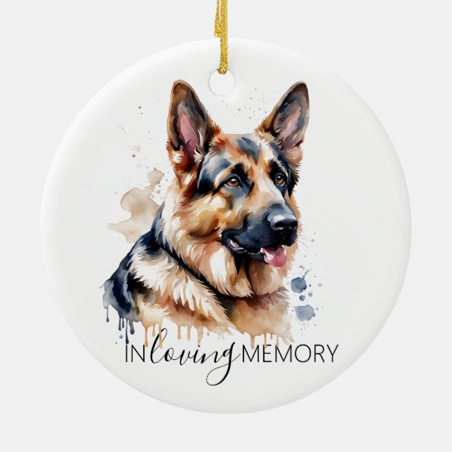 ornamento de German shepherd de aquarela memorial (Traseira)