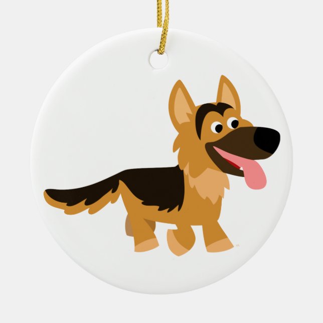 Ornamento de German shepherd de Cartoon em Cute (Frente)