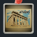 Ornamento de Grécia de Atenas<br><div class="desc">Um ornamento Atenas legal,  estilo vintage,  que apresenta ruínas gregas de Parténon.</div>