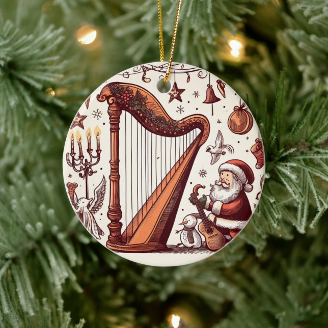 Ornamento de Harp de Papais noeis de Natal Persona (Árvore)