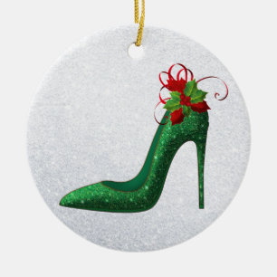 Ornamento de Heels de Brilho Verde