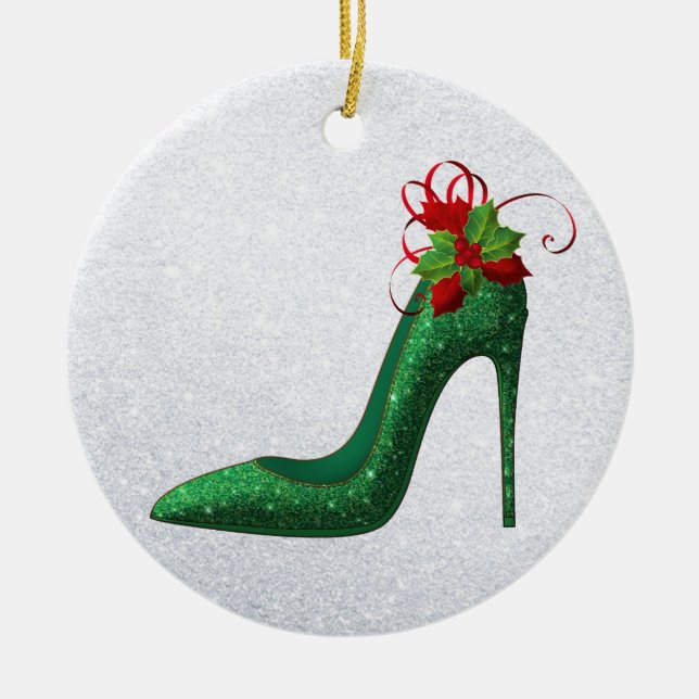 Ornamento de Heels de Brilho Verde (Frente)