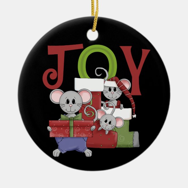 Ornamento de Joy Christmas Mice Keepsaoky (Frente)