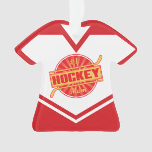 Ornamento de Mãe de Hóquei em Nome & Número Jersey