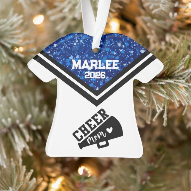 Ornamento de Mãe Personalizado Azul e Preto (Árvore)