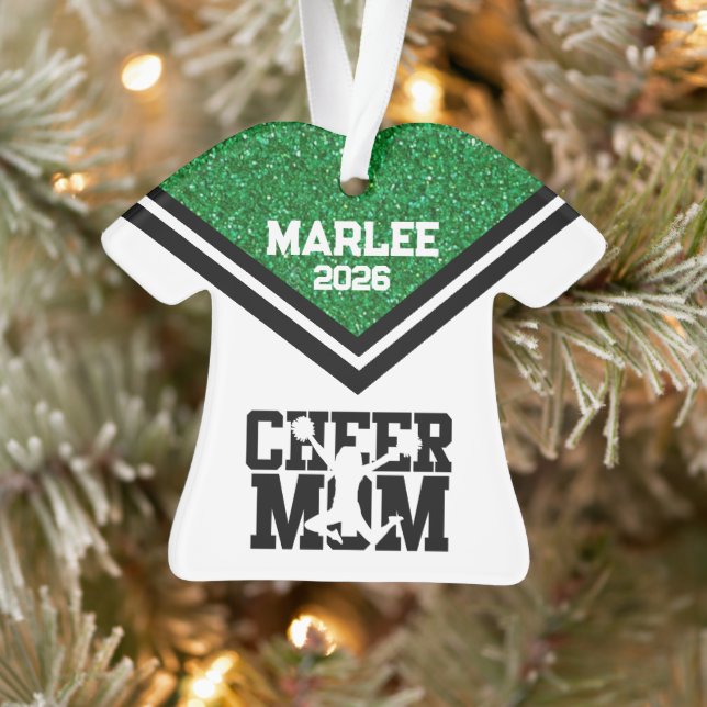 Ornamento de Mãe Personalizado Verde e Preto (Árvore)