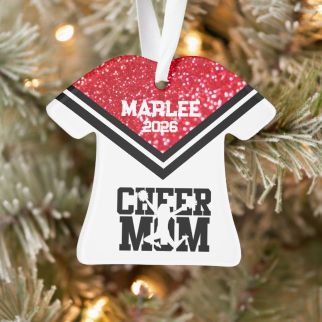 Ornamento de Mãe Personalizado Vermelho e Preto (Árvore)