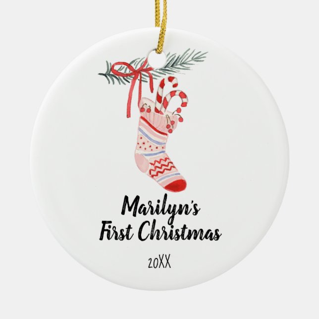 Ornamento de Meias de Natal para Garota (Frente)