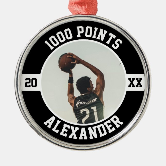 Ornamento De Metal 1000 Career Points Basketball Scorer Milestone (Frente)