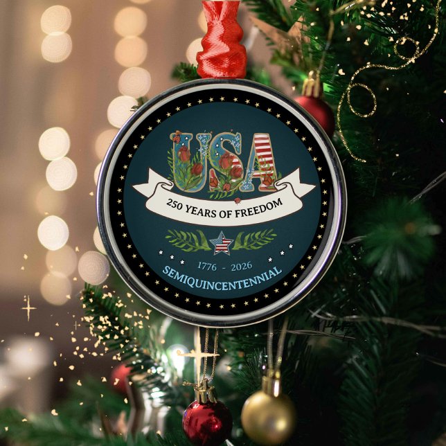 Ornamento De Metal 1776-2026 Semiquincentennial Midnight Blue (1776-2026 Semiquincentennial Midnight Blue Metal Ornament)