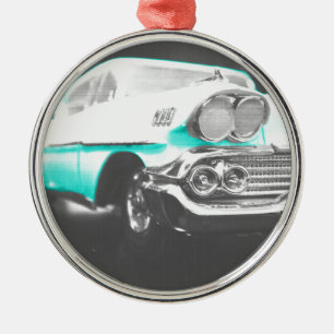 Ornamento De Metal 1958 Chevy Impala - carro clássico azul brilhante