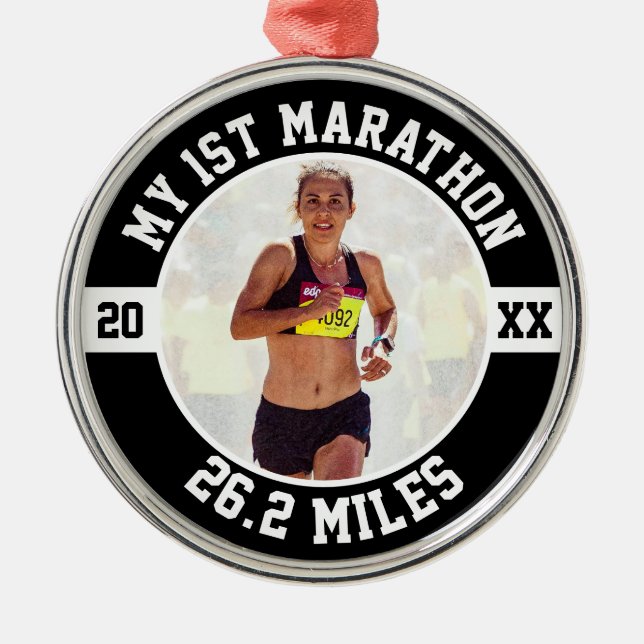 Ornamento De Metal 1st Marathon Runner First Running Marathoner 26 2 (Frente)
