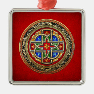Ornamento De Metal [200] Cruz Celta [Dourado+Enamel]
