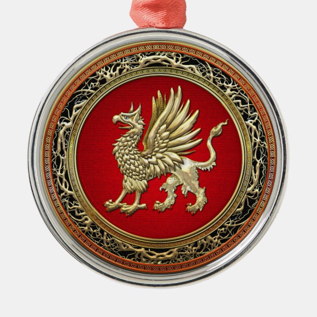 Ornamento De Metal [200] Dourado Griffin sagrado (Frente)
