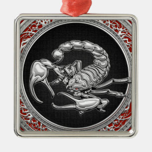 Ornamento De Metal [200] Escorpião de Prata Sagrado a Preto