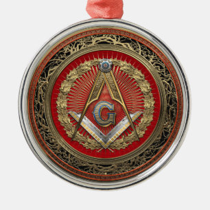 Ornamento De Metal [200] Master Mason - Dourado Square & Compass