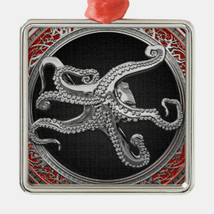 Ornamento De Metal [200] Octopus Silver Sagrado em Postura Defensiva