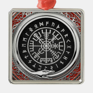 Ornamento De Metal [200] Vegvisir - Bússola mágica virada para prata